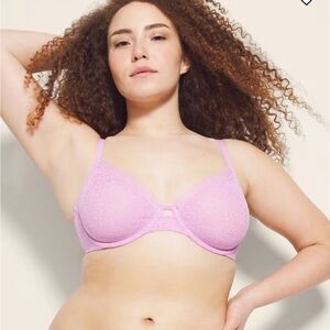 NWT $58 SOMA  Unlined Perfect Coverage Bra with Stretch Lace. Mauve. 34C